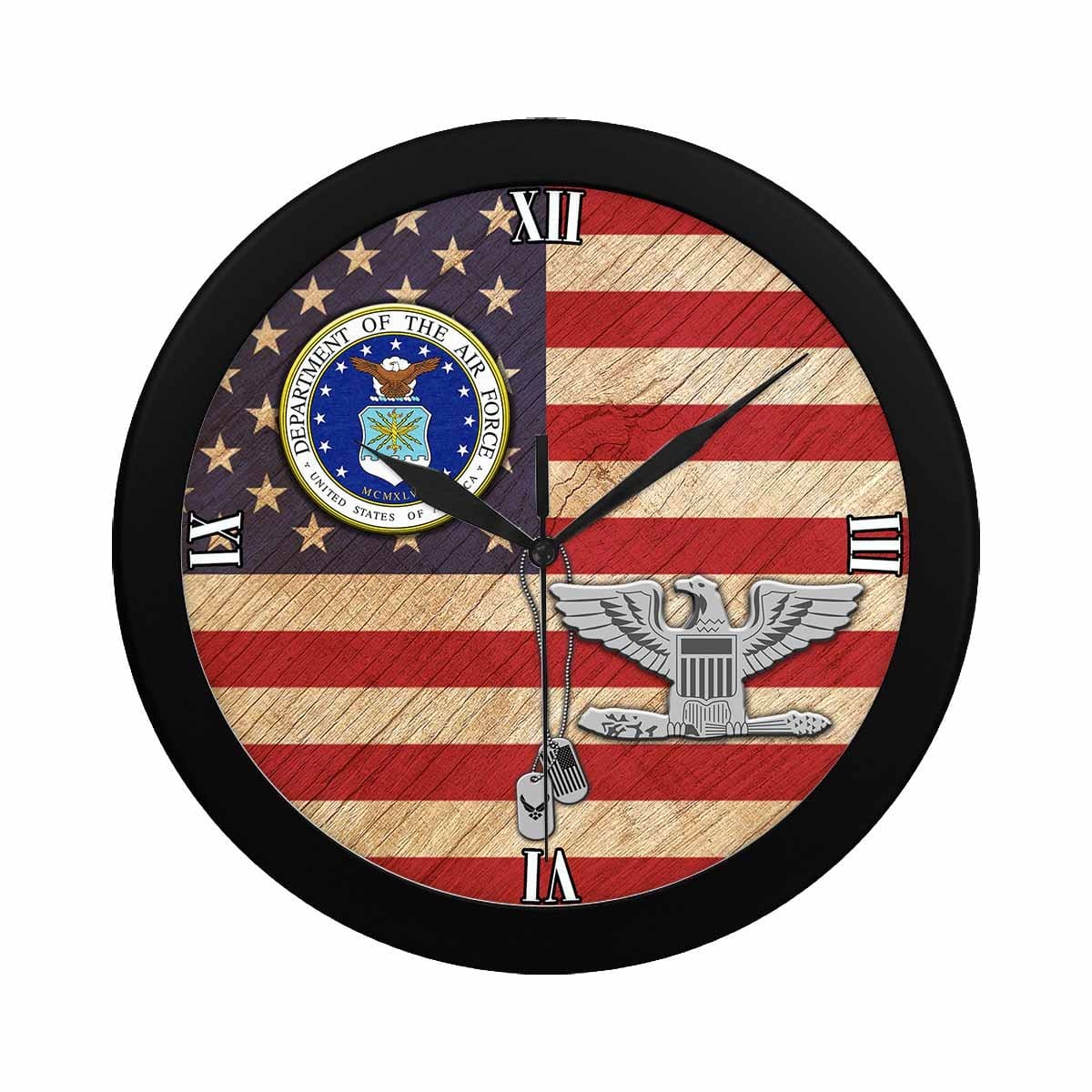 US Air Force O-6 Colonel Col O6 Wall Clock-WallClocks-USAF-Ranks-Veterans Nation