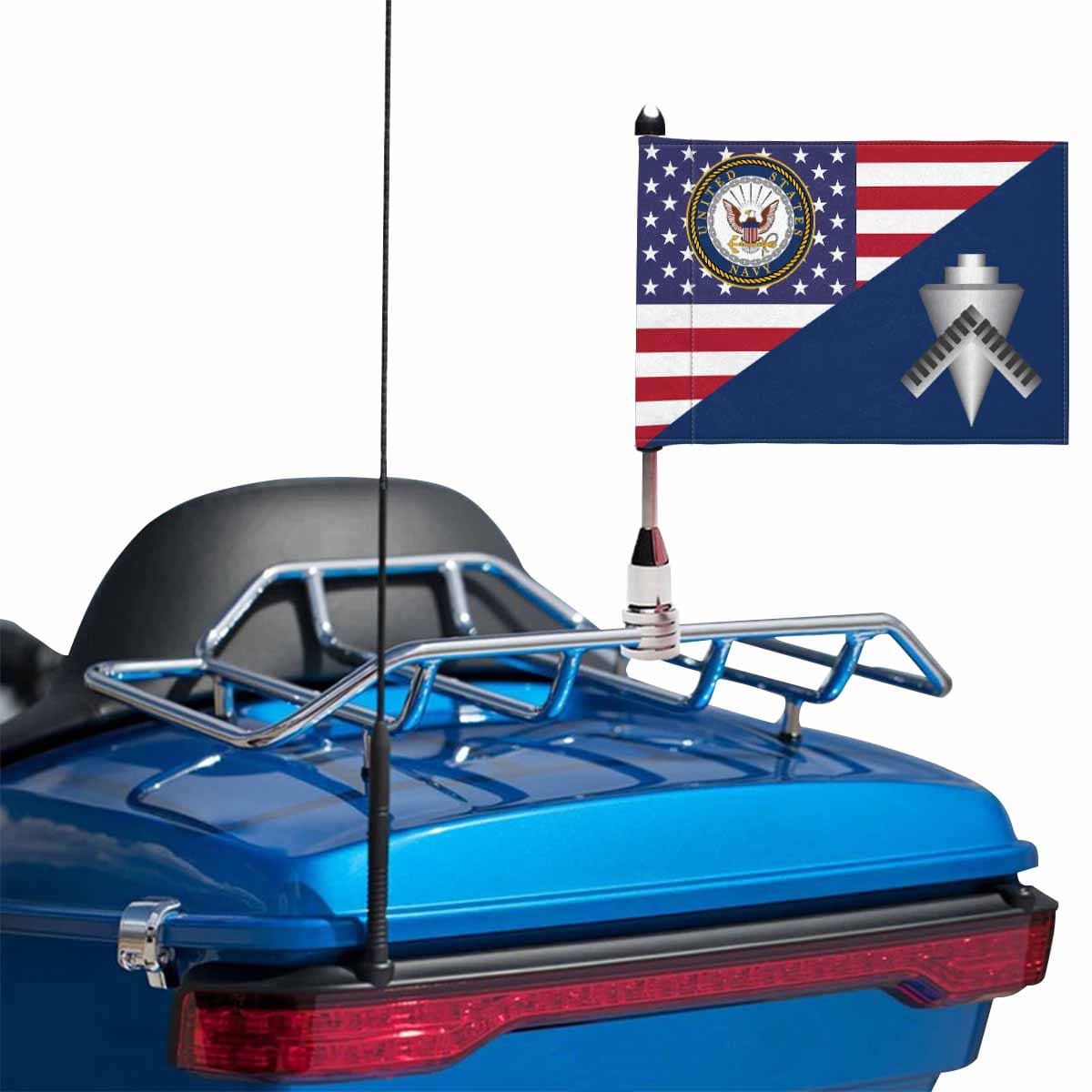US Navy Builder Navy BU Motorcycle Flag 9" x 6" Twin-Side Printing D01-MotorcycleFlag-Navy-Veterans Nation
