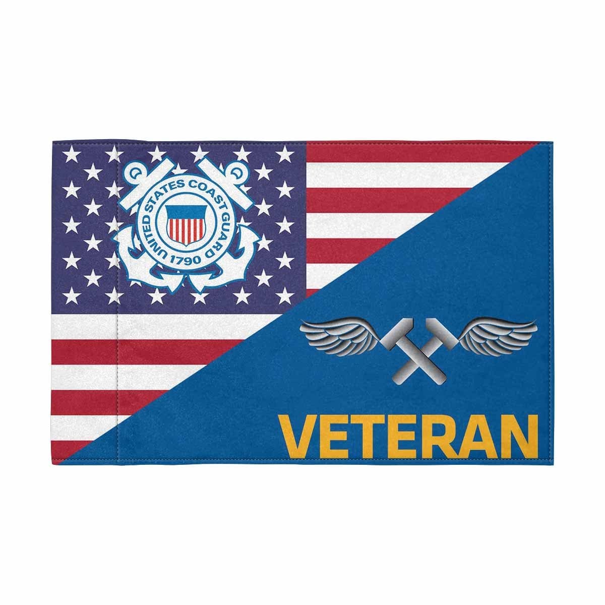 USCG AM Veteran Motorcycle Flag 9" x 6" Twin-Side Printing D01-MotorcycleFlag-USCG-Veterans Nation