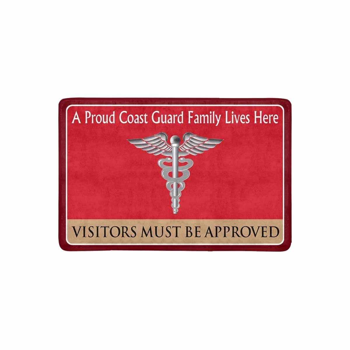 US Coast Guard Health Services Technician HS Logo Family Doormat - Visitors must be approved (23.6 inches x 15.7 inches)-Doormat-USCG-Rate-Veterans Nation