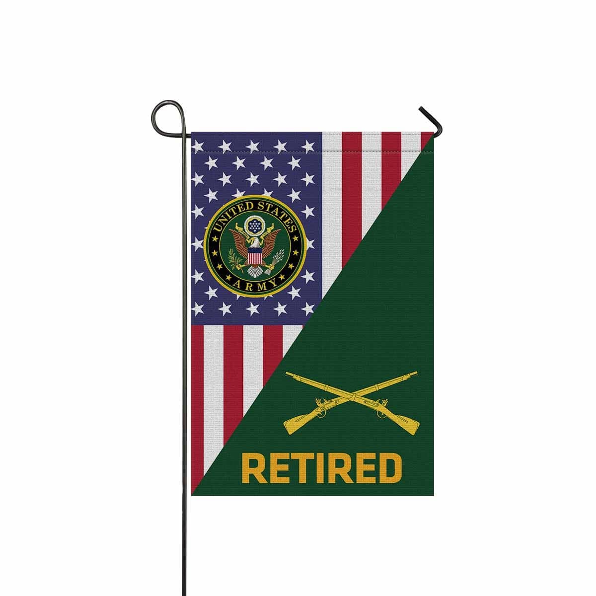 U.S. Army Infantry Retired Garden Flag/Yard Flag 12 Inch x 18 Inch Twin-Side Printing-GDFlag-Army-Branch-Veterans Nation