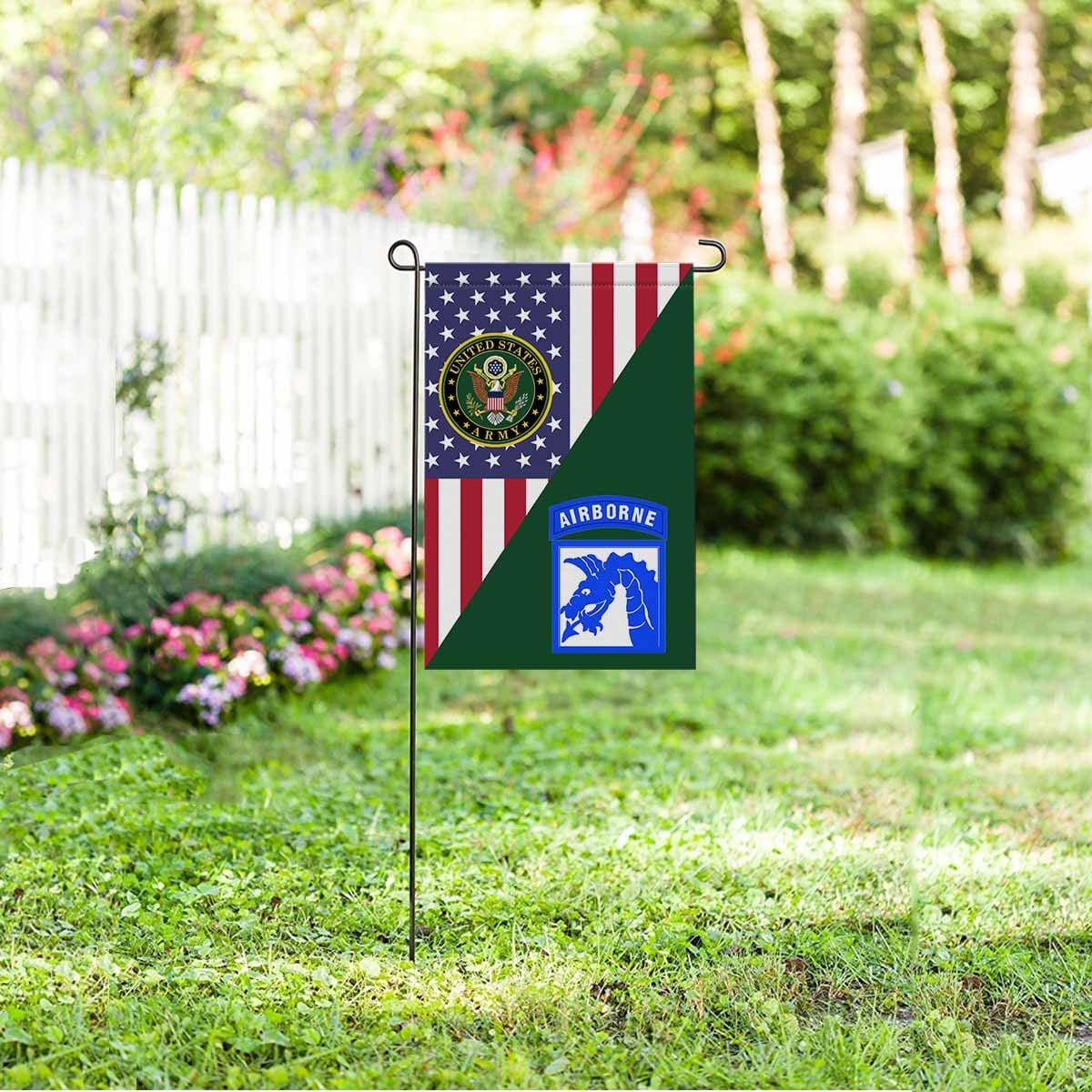 US Army 18th (XVIII) Airborne Corps Garden Flag/Yard Flag 12 inches x 18 inches Twin-Side Printing-GDFlag-Army-CSIB-Veterans Nation