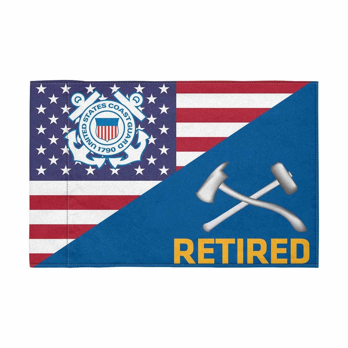 USCG DC Retired Motorcycle Flag 9" x 6" Twin-Side Printing D01-MotorcycleFlag-USCG-Veterans Nation
