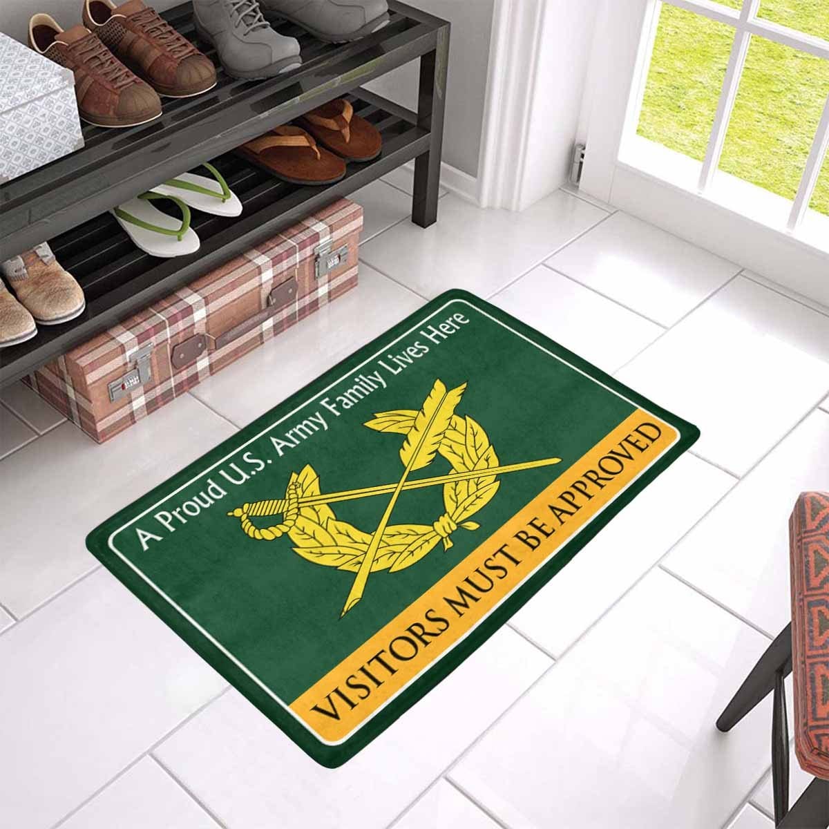US Army Judge Advocate General\'s Corps Family Doormat - Visitors must be approved Doormat (23.6 inches x 15.7 inches)-Doormat-Army-Branch-Veterans Nation