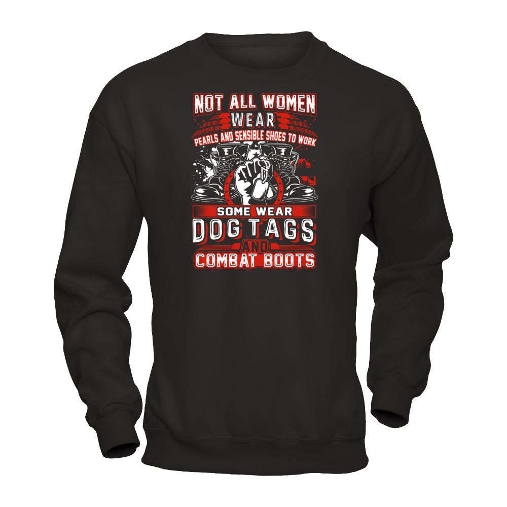 Military T-Shirt "Veteran - The Woman Vet Wear Dog Tags Ang Combat Boots"-TShirt-General-Veterans Nation