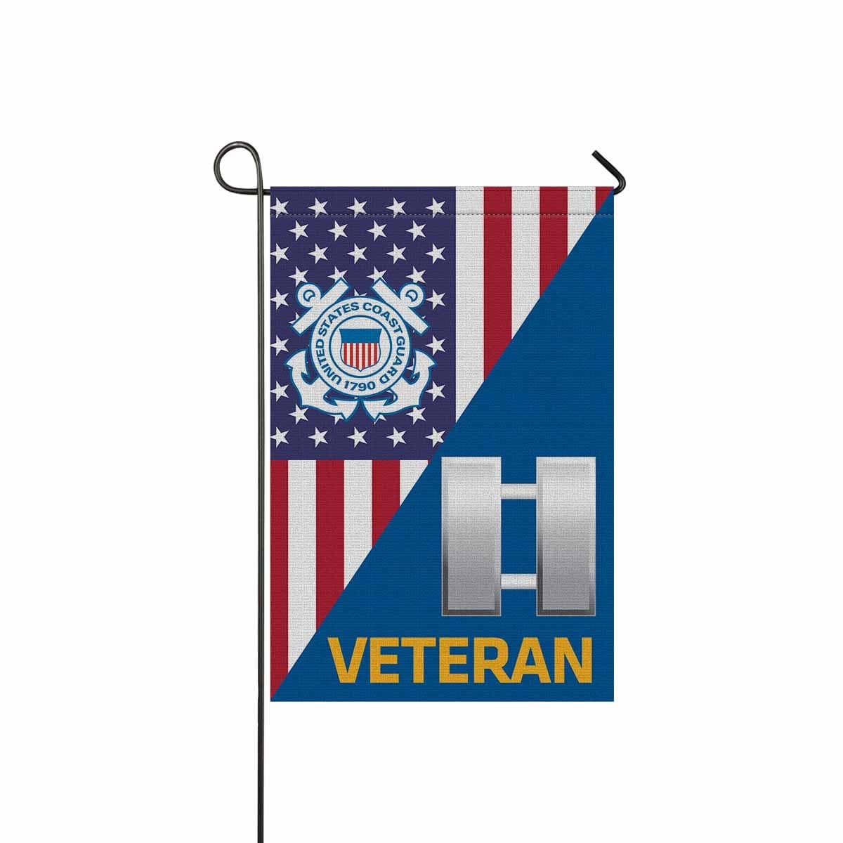 US Coast Guard O-3 Lieutenant O3 LT Junior Officer Ranks Veteran Garden Flag 12'' x 18'' Twin-Side Printing-Garden Flag-Veterans Nation