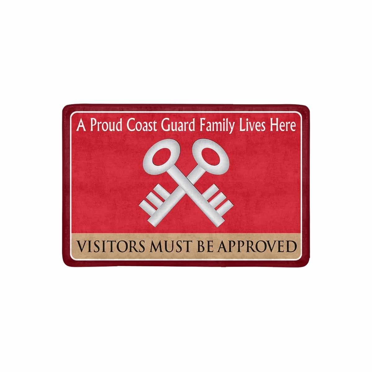 US Coast Guard Storekeeper SK Logo Family Doormat - Visitors must be approved (23.6 inches x 15.7 inches)-Doormat-USCG-Rate-Veterans Nation