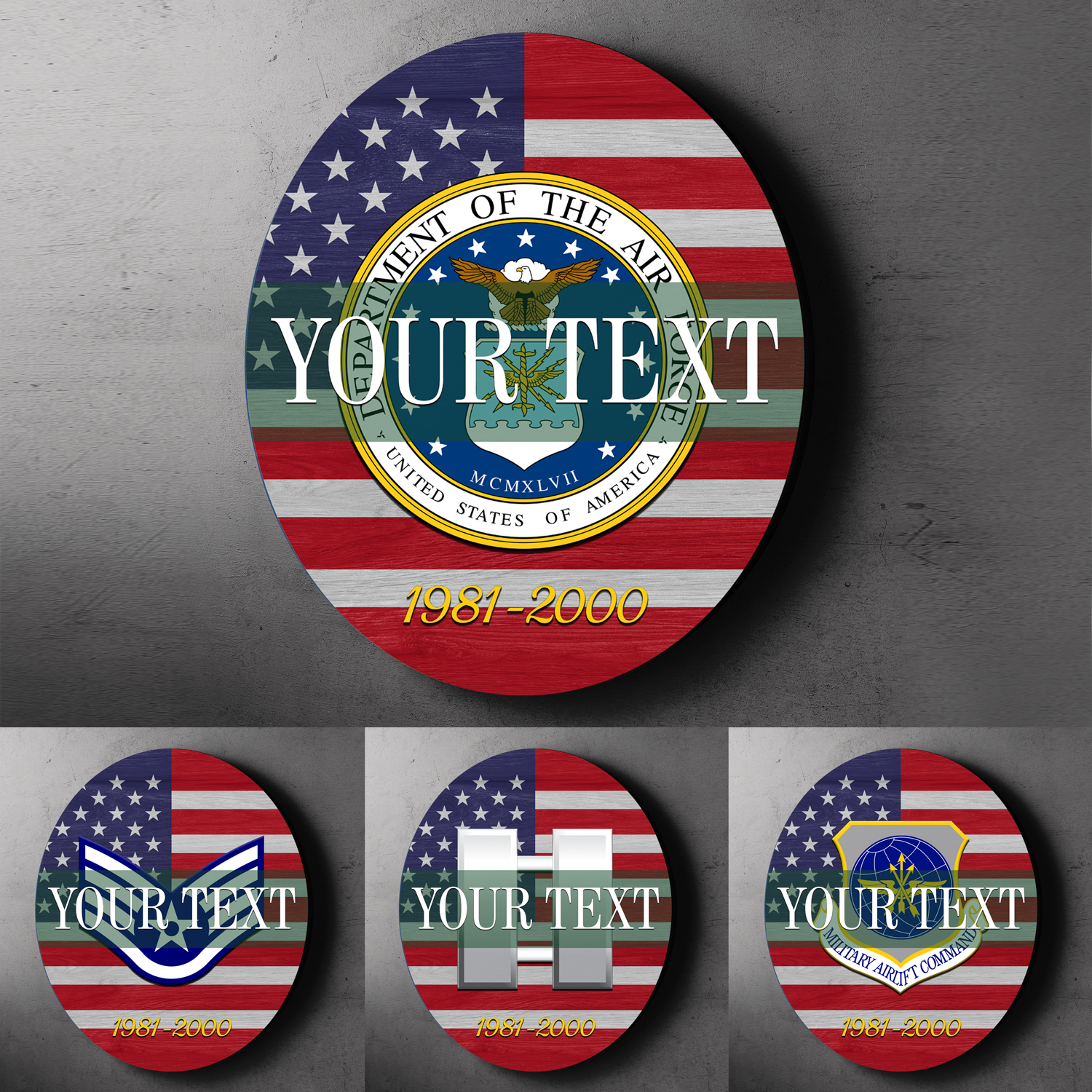 Custom Round Wood Sign, USA Flag With Military Ranks/Insignia - Personalized Name & Ranks-Round Sign-Veterans Nation