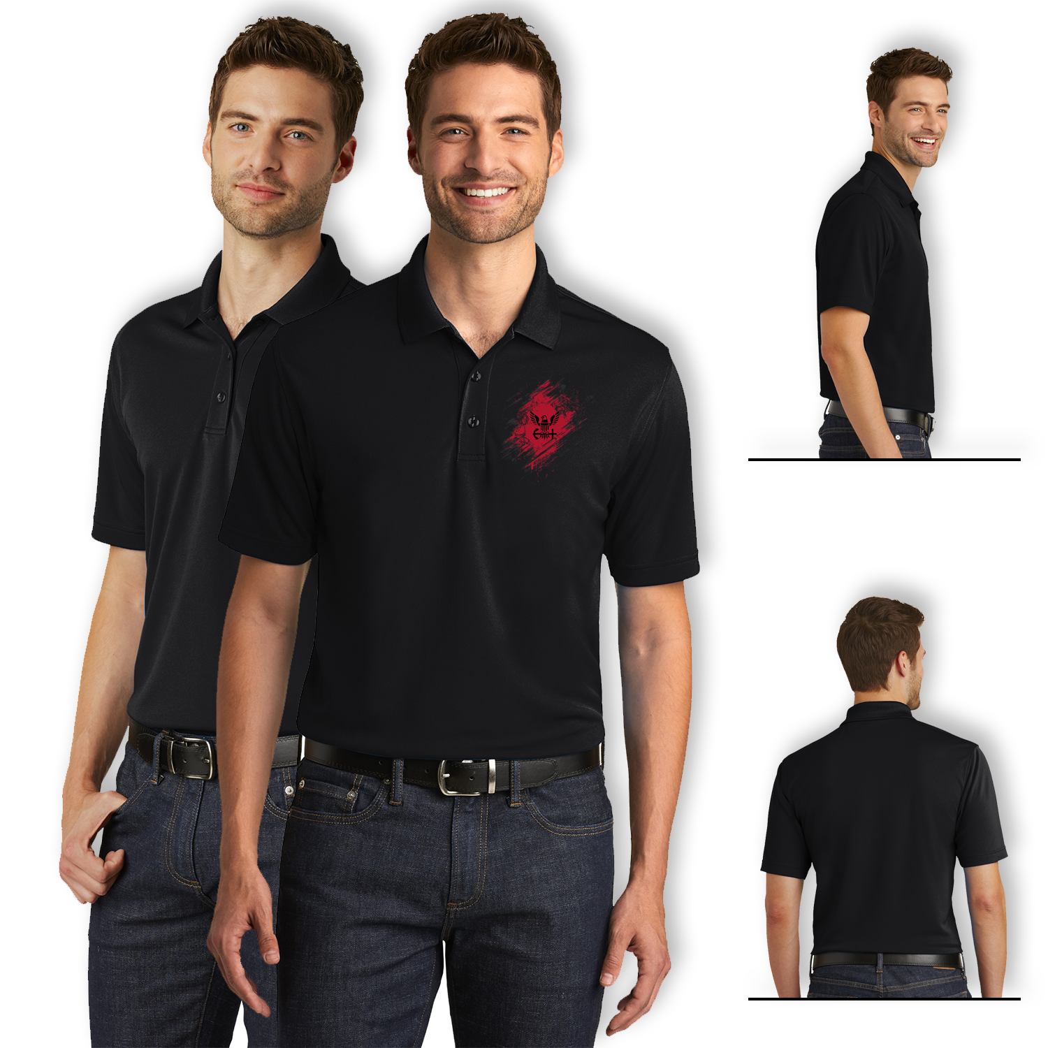 Custom US Navy Ranks/Insignia In Heart Print On Left Chest Polo Shirt