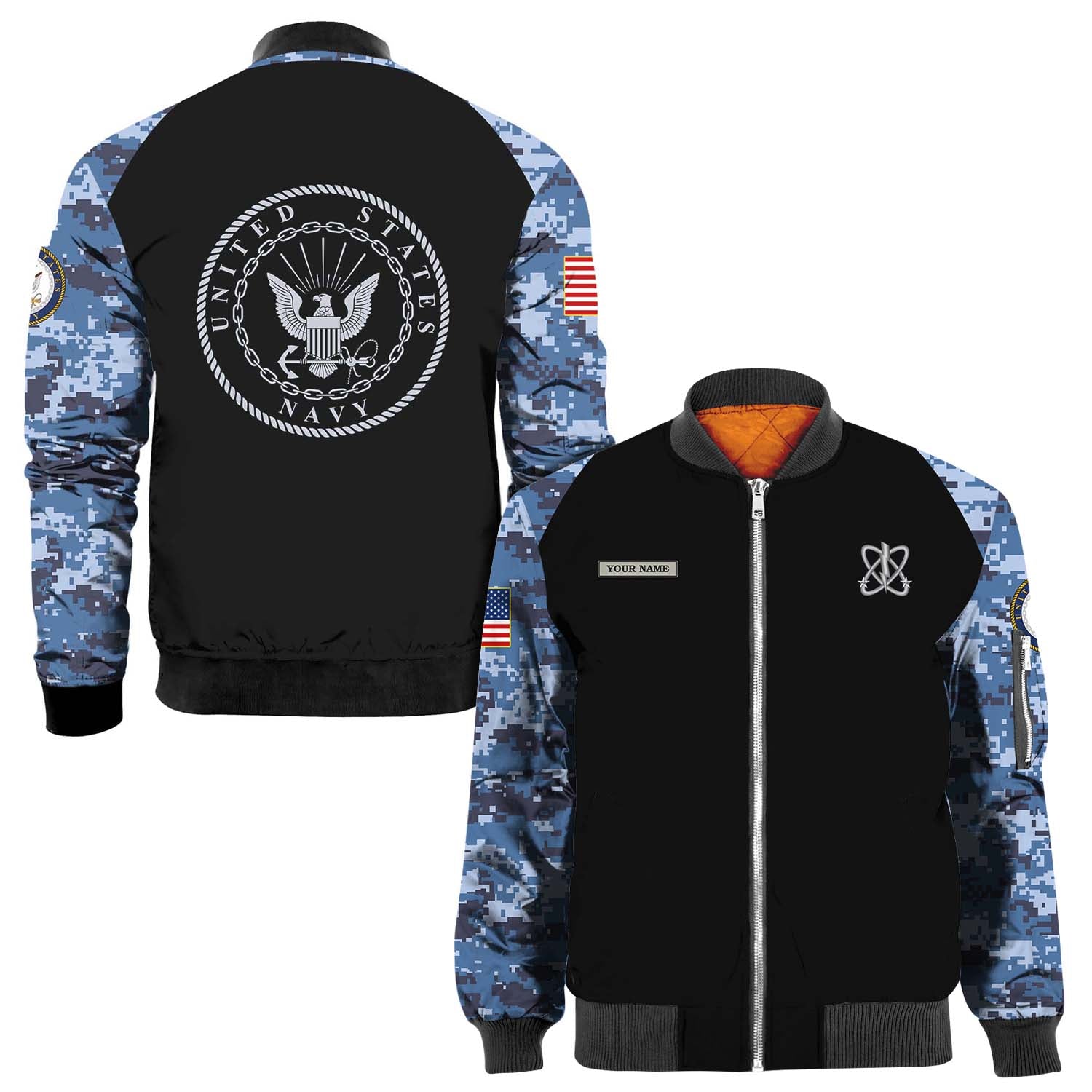 Custom 3D All Over Prints Bomber Jacket, Personalized Name And Ranks, Military Camo-AOV-Custom-Veterans Nation
