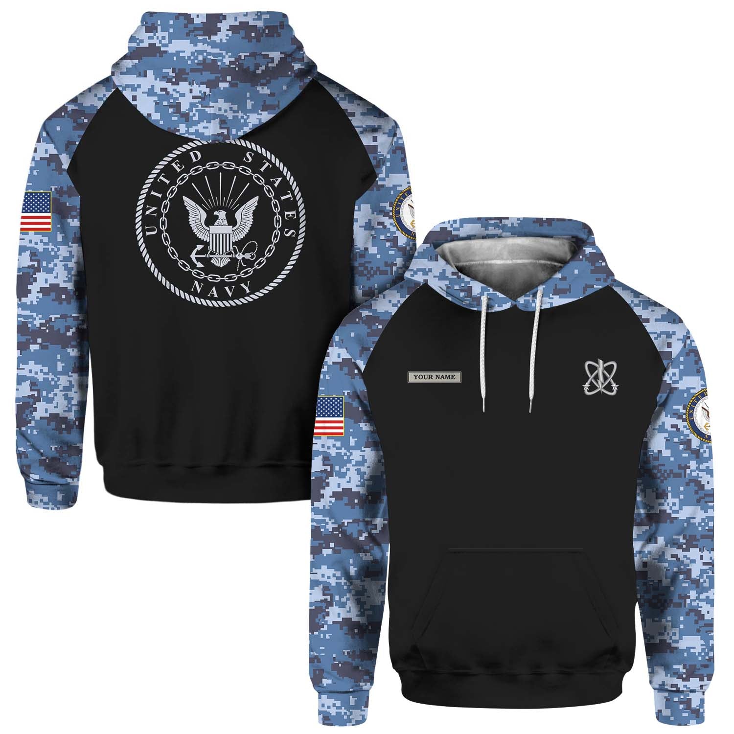 Custom 3D All Over Prints Hoodie, Personalized Name And Ranks, Military Camo-AOV-Custom-Veterans Nation
