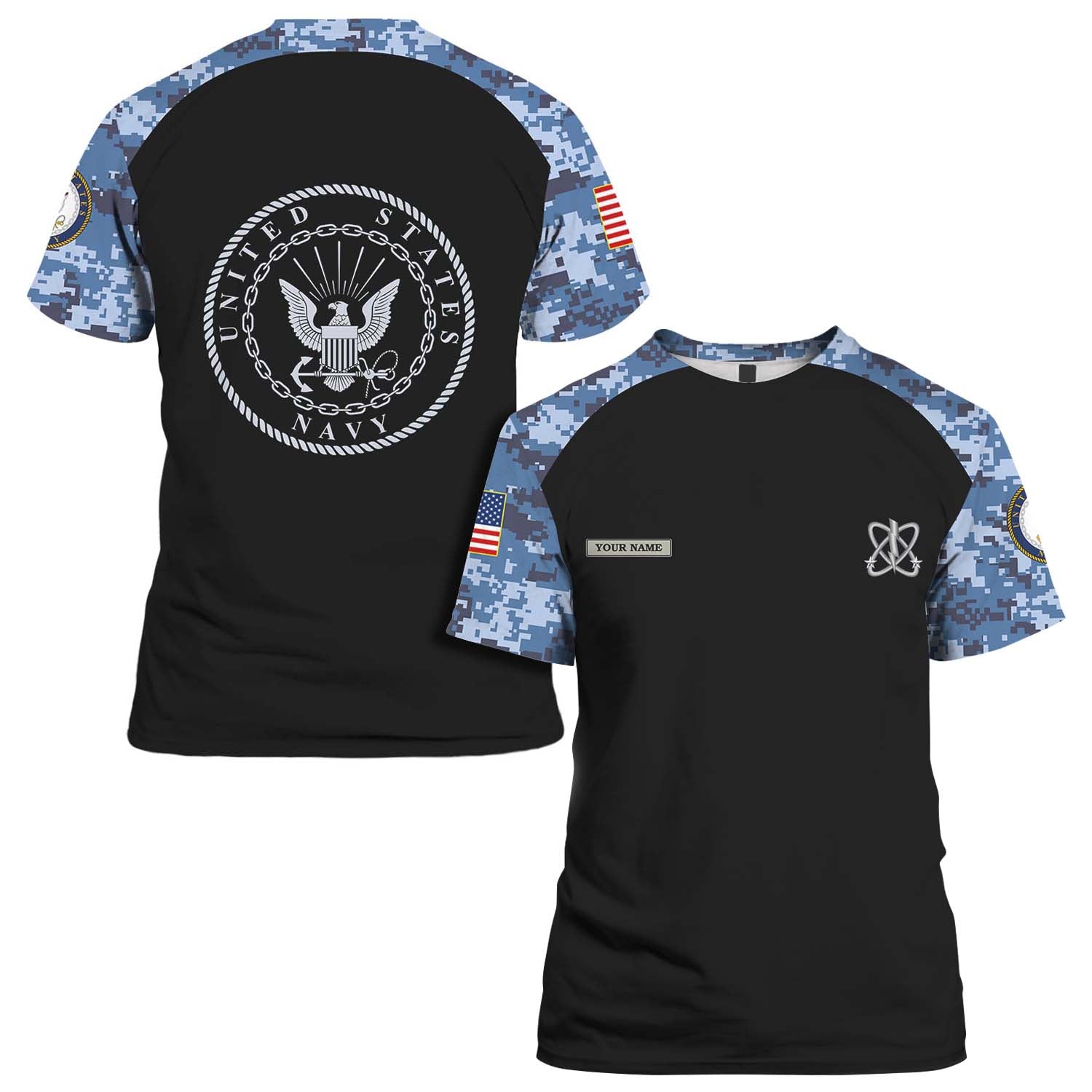 Custom 3D All Over Prints T-Shirt, Personalized Name And Ranks, Military Camo-AOV-Custom-Veterans Nation
