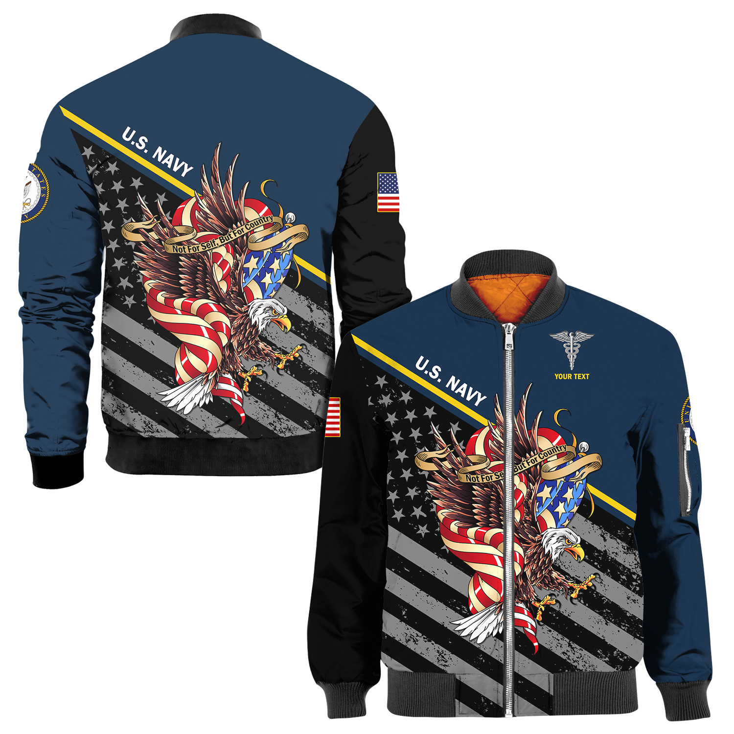 Custom 3D All Over Prints Bomber Jacket, Personalized Name And Ranks, Military Motto-AOV-Custom-Veterans Nation