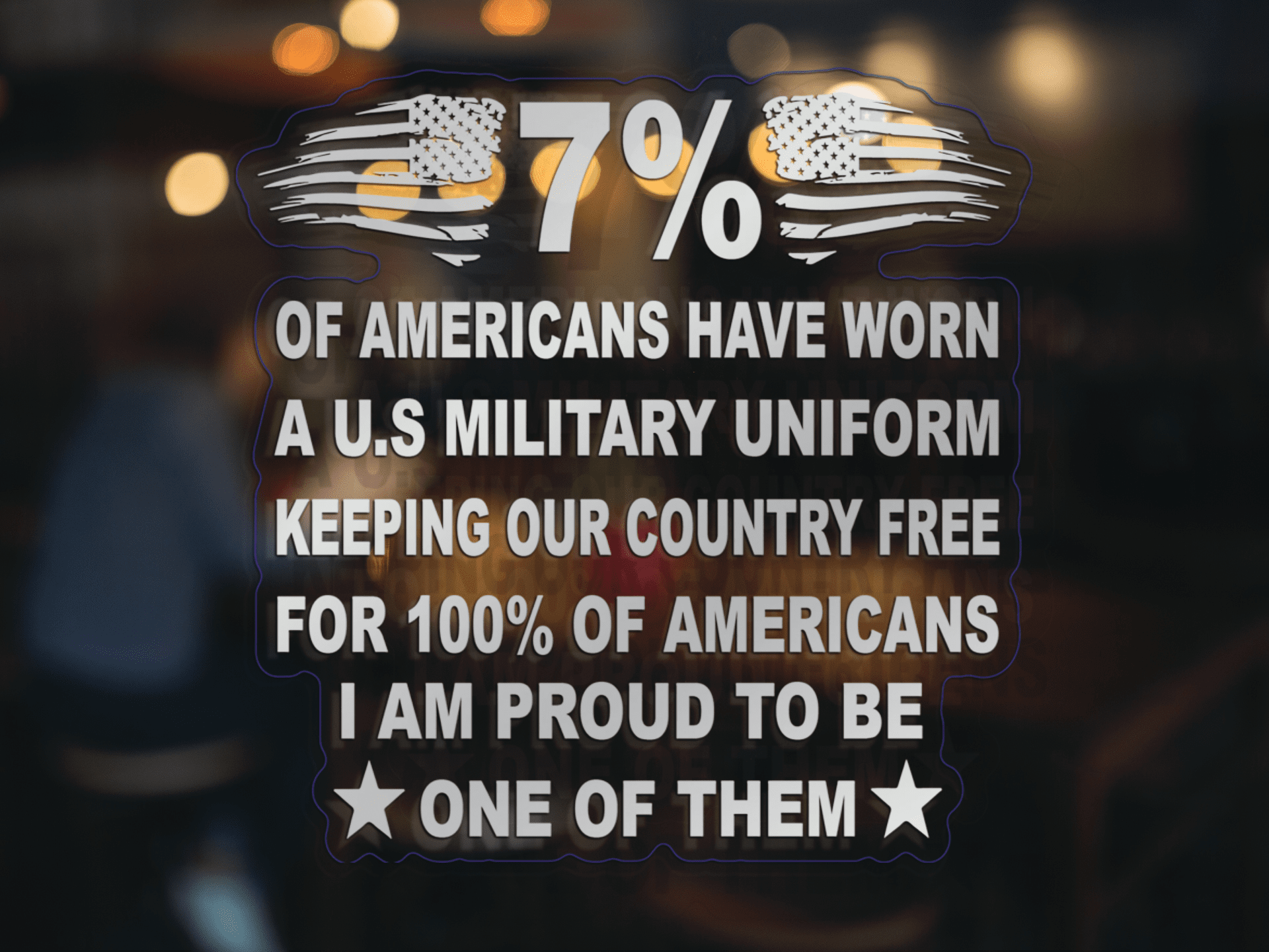 7% Proud Military Clear Stickers-Decal-General-Veterans Nation