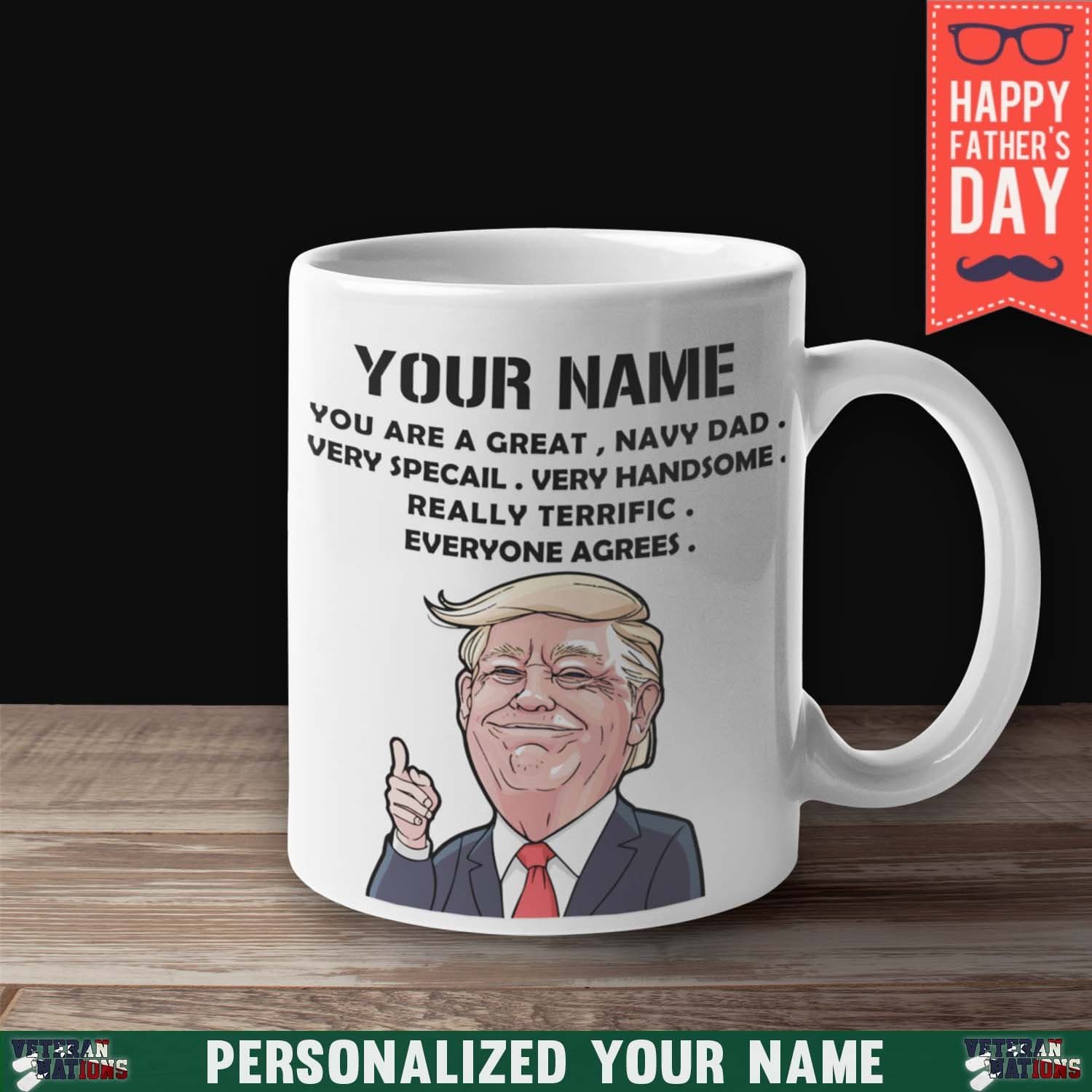 Personalized Mug - Great Navy Dad 11 oz. White Mug-Mug-Personalized-Navy-Logo-Veterans Nation