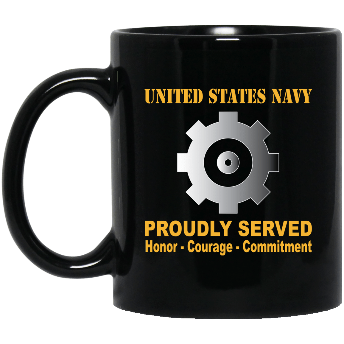 U.S Navy Engineman Navy EN Proudly Served Black Mug 11 oz - 15 oz-Mug-Navy-Rate-Veterans Nation