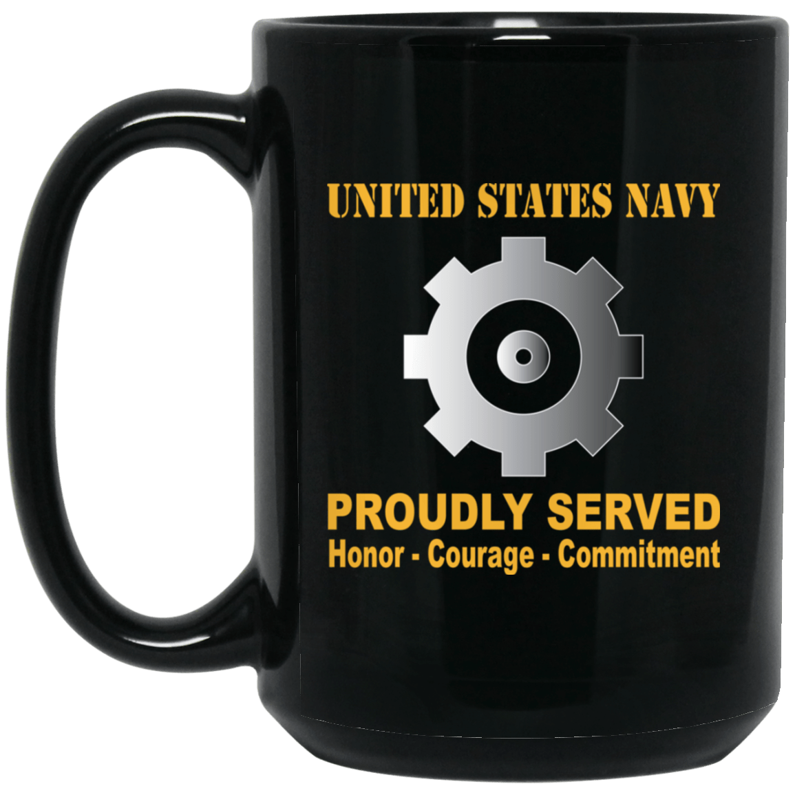 U.S Navy Engineman Navy EN Proudly Served Black Mug 11 oz - 15 oz-Mug-Navy-Rate-Veterans Nation