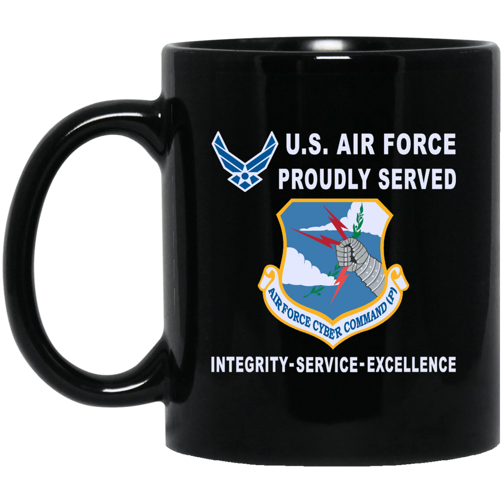 US Air Force Cyber Command Proudly Served-D04 11 oz - 15 oz Black Mug-Mug-USAF-Shield-Veterans Nation