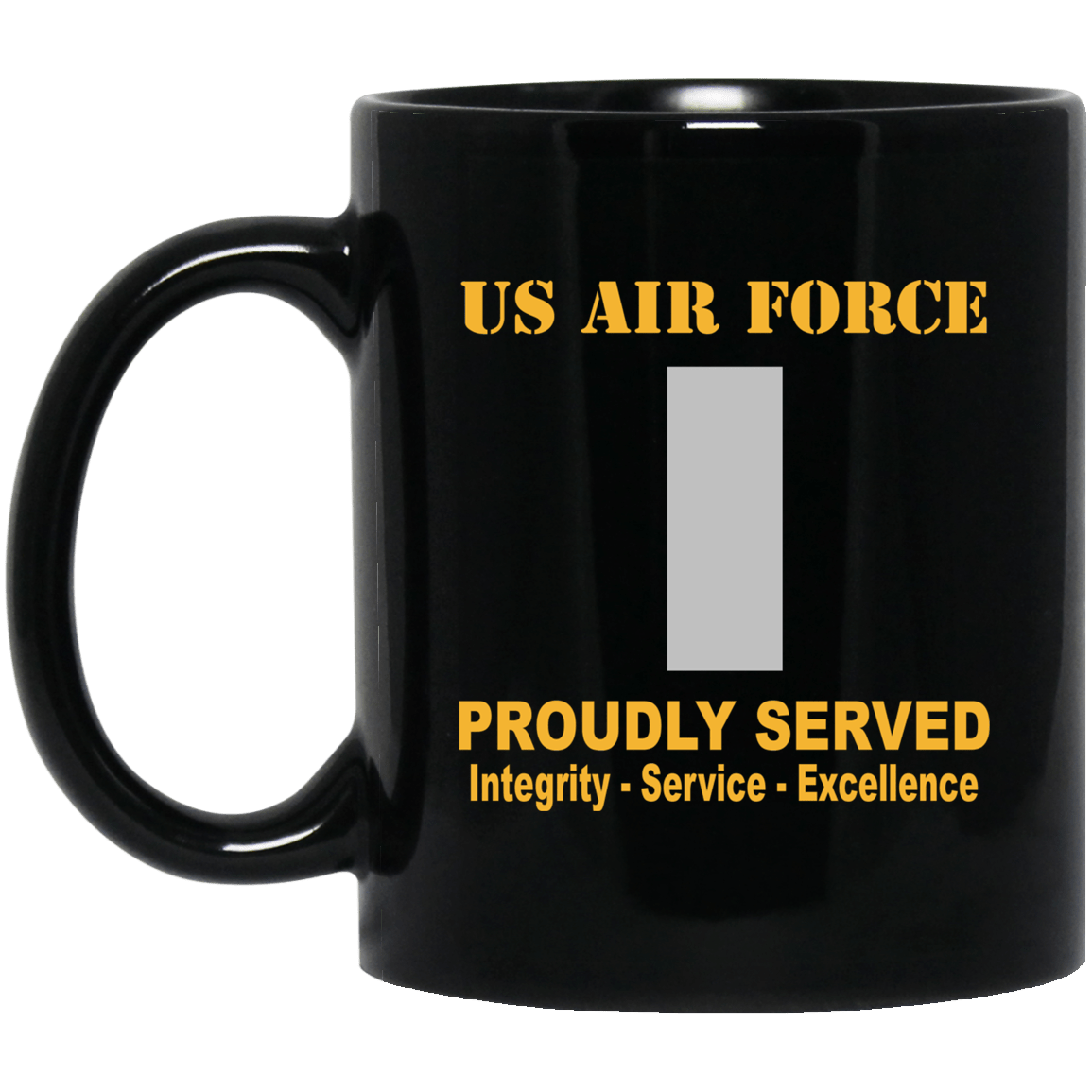 US Air Force O-2 First Lieutenant 1st L O2 Commissioned Officer Ranks Proudly Served Black Mug 11 oz - 15 oz-Mug-USAF-Ranks-Veterans Nation