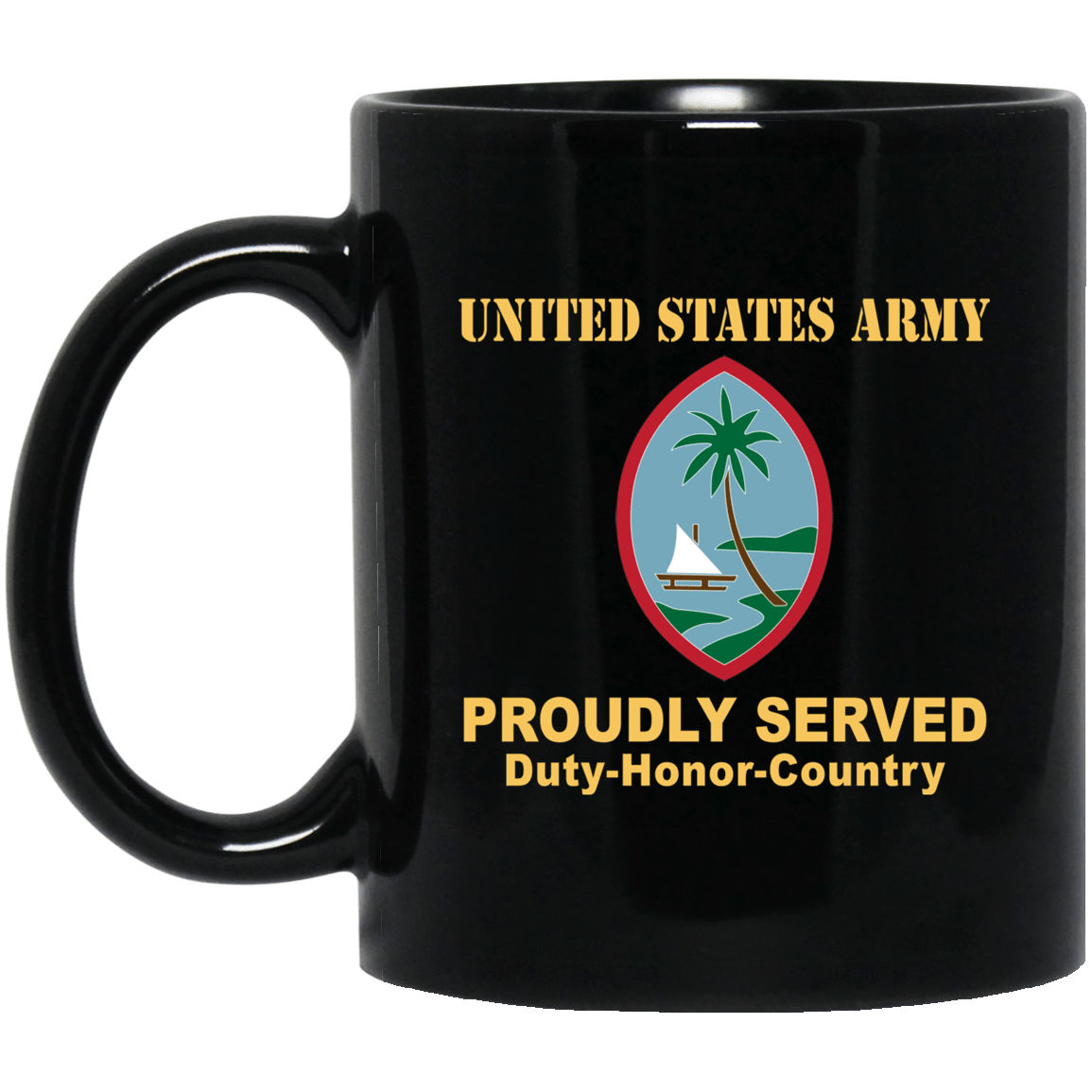 US ARMY CSIB GUAM ARMY NATIONAL GUARD ELEMENT JOINT FORCE HEADQUARTERS- 11 oz - 15 oz Black Mug-Mug-Army-CSIB-Veterans Nation