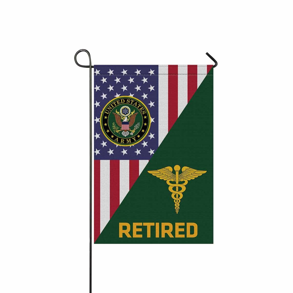US Army Medical Corps Retired Garden Flag/Yard Flag 12 Inch x 18 Inch Twin-Side Printing-GDFlag-Army-Branch-Veterans Nation